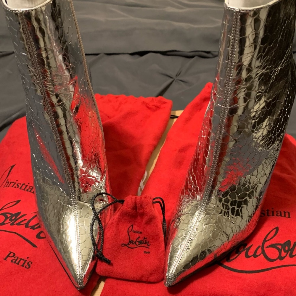 Christian Louboutin Silver Boots\ Booties 8.5